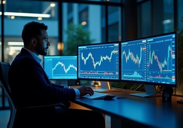 Close up of a financial strategist analyzing global markets